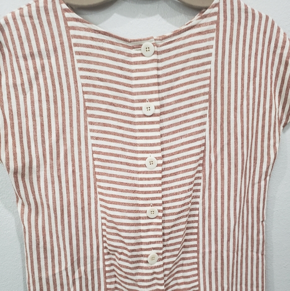 Madewell Stripe Play Button Back Linen Blend Tee Dress, Size Small - Picture 6 of 9